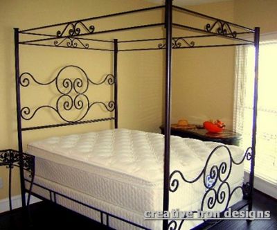 Wrought Iron Beds  Wood on Custom Iron Canopy Bed